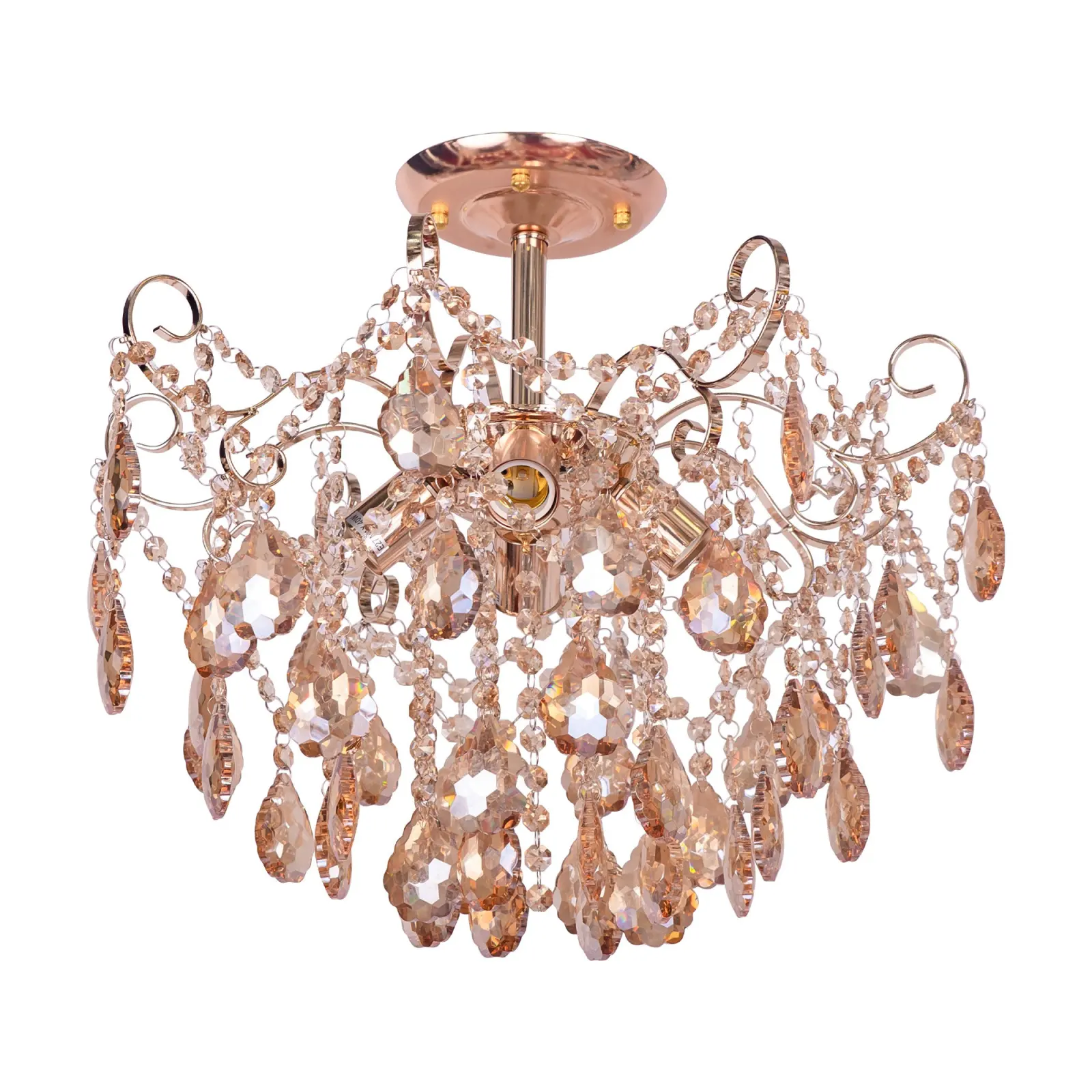 Candelabru Cristal Fiamma, 4x E27, Diametru 50cm, Auriu