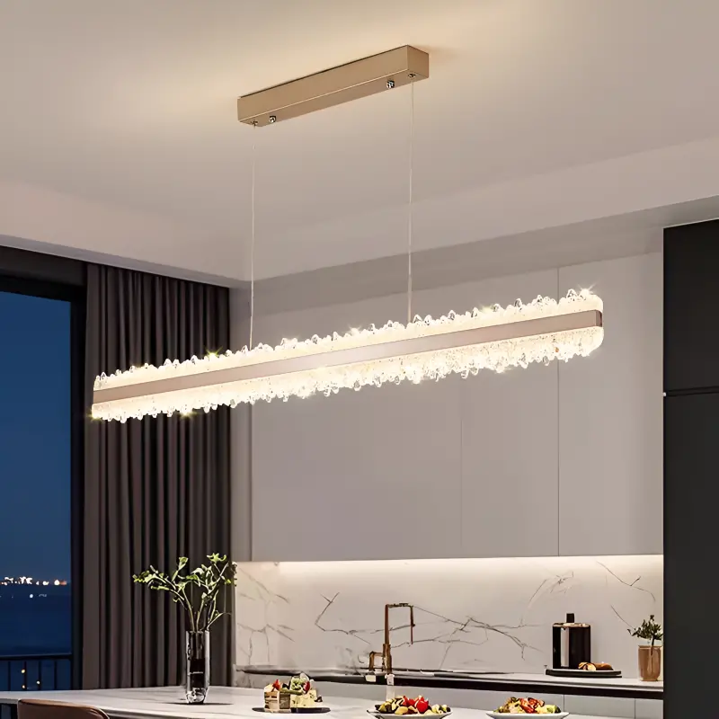 Previzualizare 4: Lustra LED suspendata cu telecomanda NIVALIS 55W, Lungime 120cm, lumina Rece/Calda/Neutra, Dimabila,Inaltime Reglabila, Auriu