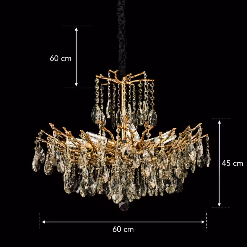 Previzualizare 4: Candelabru Cristal REINA Magno, 6xE14, D60cm, Auriu, Metal si Cristal