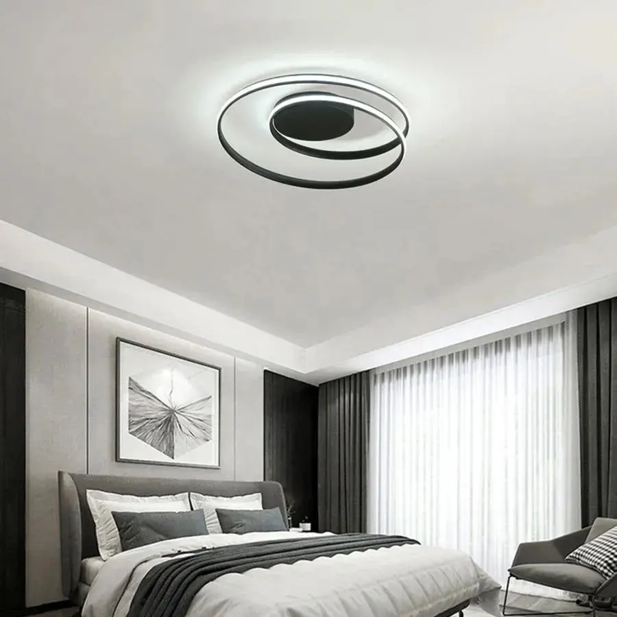 Lustra LED cu telecomanda VECTOR ARCADIA 56W, lumina Rece/Calda/Neutra, Dimabila, Negru