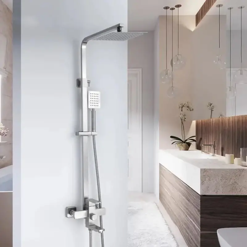 Previzualizare 2: SET Coloana de dus cu baterie, Inox, para patrata, efect ploaie, 3 functii, montare pe perete, Satinat, Accesorii Incluse, LY005