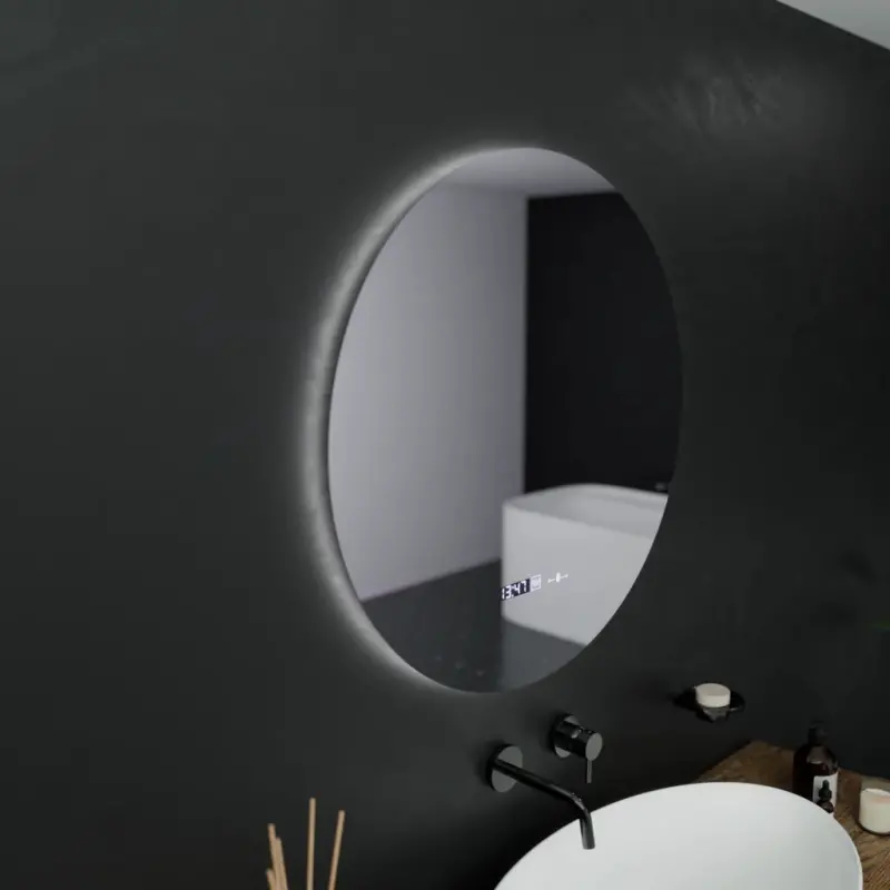 Oglinda LED Rotunda, 60cm, Serenite MotionGlow Marcello, Sistem Dezaburire, Ceas & Termometru, Dimabila