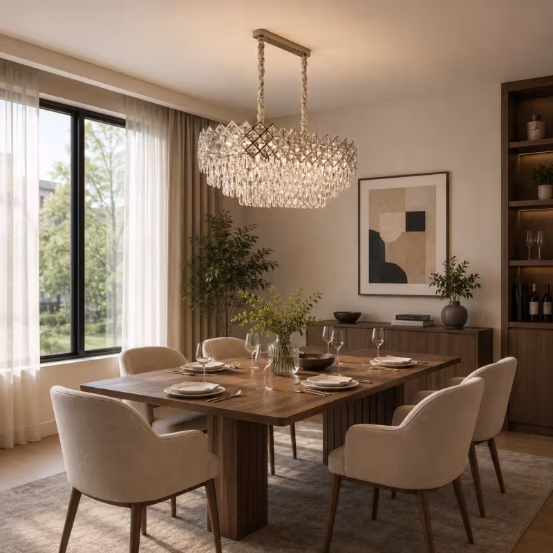 Candelabru Cristal VECTORIA Supremo, 10xE14, Diametru 75x39cm, Crom Lucios, Inaltime Reglabila, Metal si Cristal