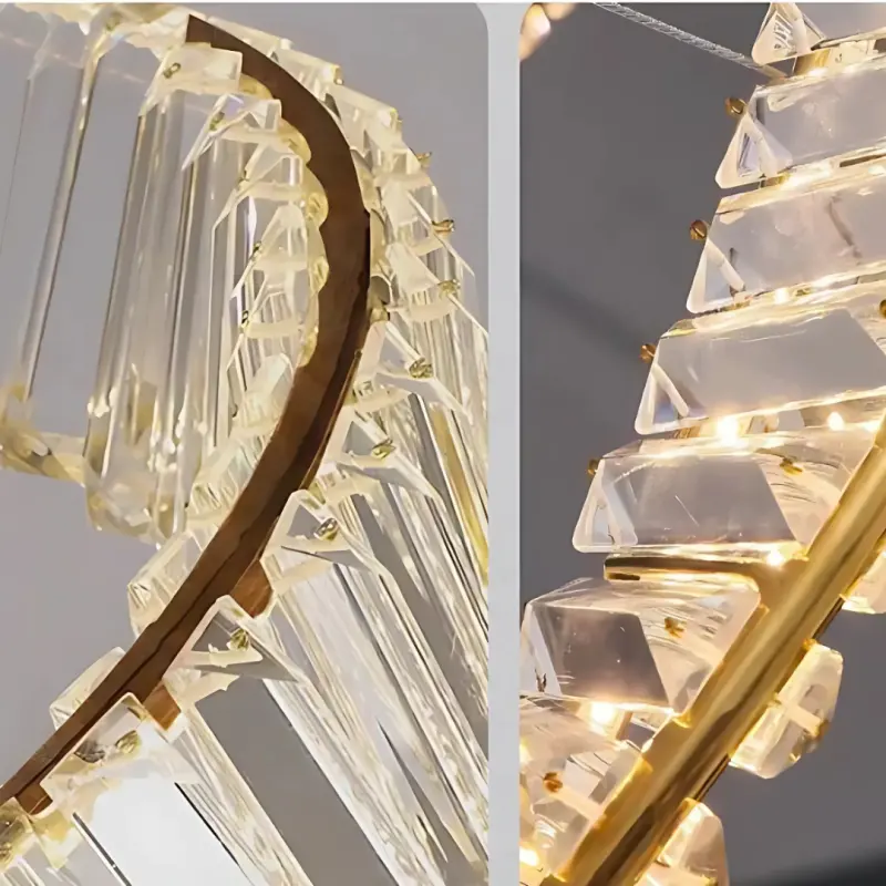 Previzualizare 3: Lustra LED cu telecomanda si cristal LUIGI, 57W, lumina Rece/Calda/Neutra, Dimabila, Auriu