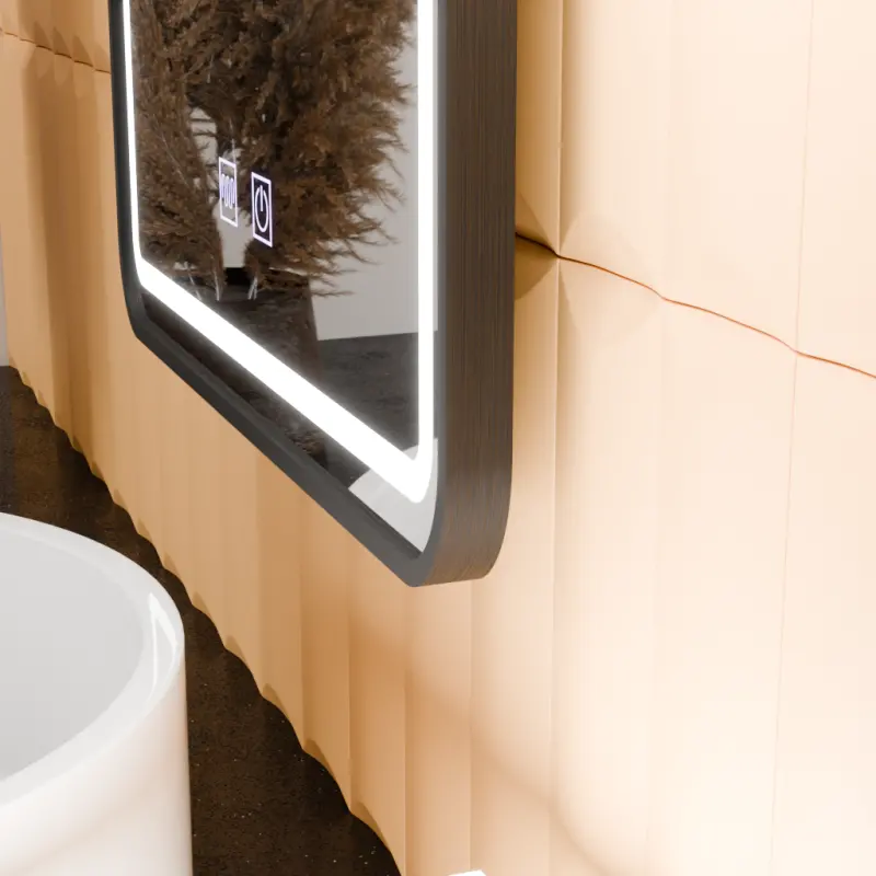 Previzualizare 2: Oglinda LED Rectangulara, 45x60cm, EDGE Touch, Sistem Dezaburire, Rama Neagra