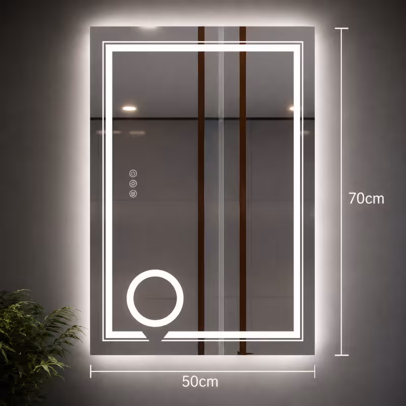 Previzualizare 4: Oglinda LED Rectangulara, 50x70cm, CANTO Touch, Sistem Dezaburire, Dimabila