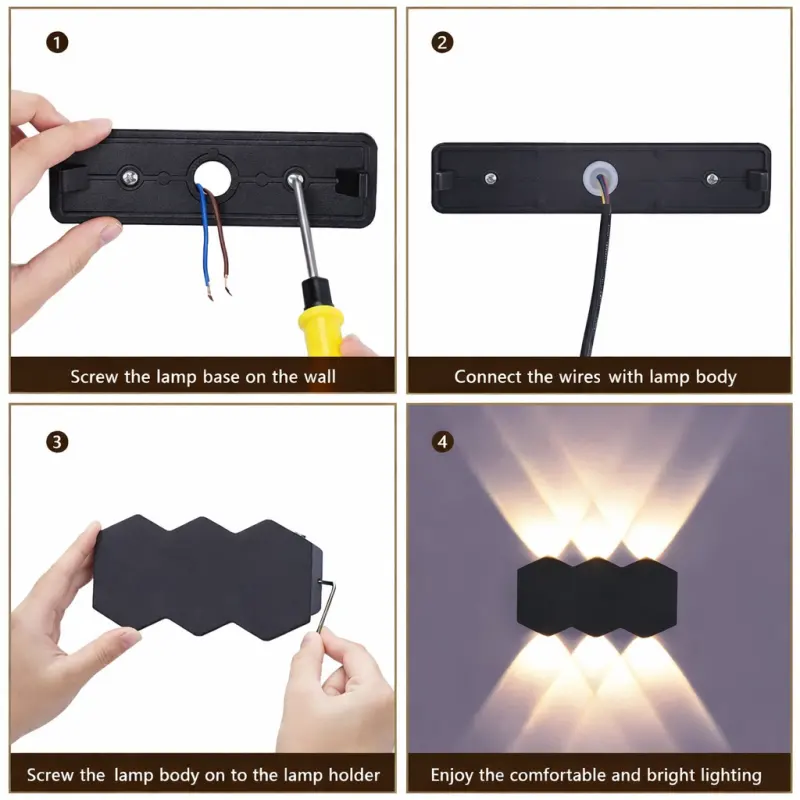 Previzualizare 3: Aplica LED Exterior AX231, 12W, 6 Surse de lumina, Lumina Calda, Negru