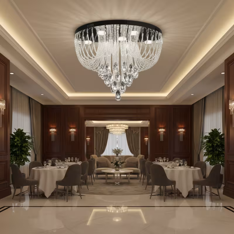 Previzualizare 3: Candelabru LED Cristal MAGE Eleganza, 26W, Lumina Calda/Neutra/Rece, Diametru 50cm, Crom Lucios