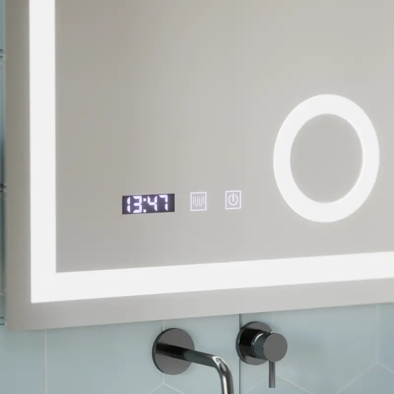 Previzualizare 2: Oglinda LED Touch NIVERA Sistem Dezaburire, Ceas si Temperatura 60x80 cm Lupa Cosmetica