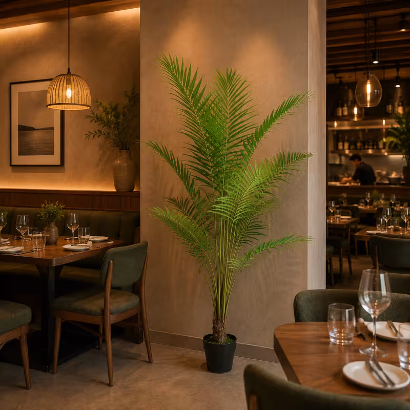 Previzualizare 3: Planta Artificiala Copac Tip Palmier Kentia, Cu Frunze Elegante, 200 cm, 15 frunze, Verde, cu Ghiveci