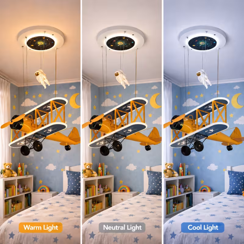 Previzualizare 4: Lustra LED suspendata AVION 80W, lumina Rece/Calda/Neutra, Portocaliu Albastru