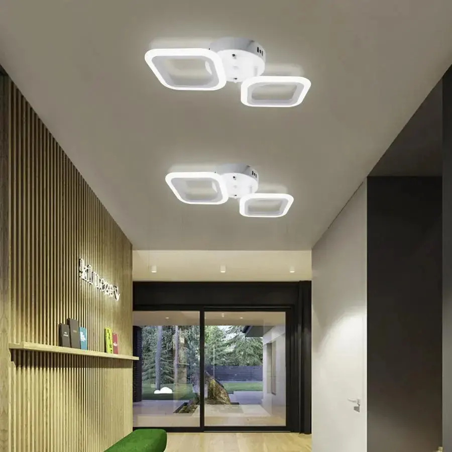 Lustra LED ERIKA 27W, 2 Patrate, lumina Neutra, Alb