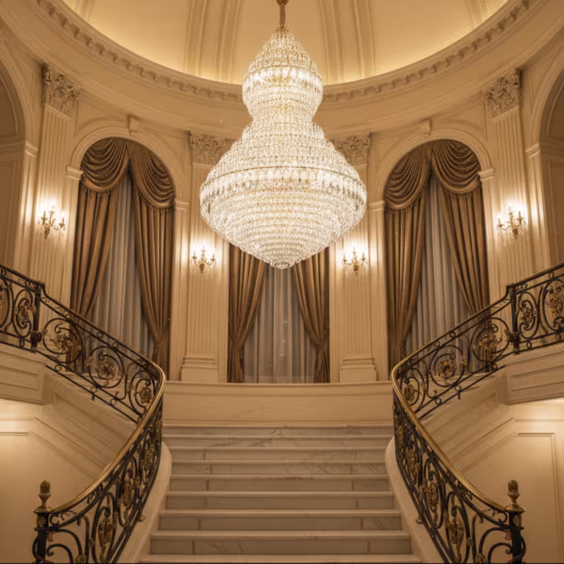 Previzualizare 3: Candelabru Cristal VELVET Supremo, 69xE14, D150 cm, Auriu, Inaltime Reglabila, Metal si Cristal