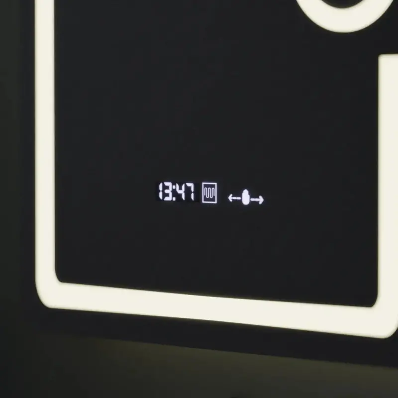 Previzualizare 2: Oglinda LED Rectangulara, 60x80cm, Eclat MotionGlow Marcello, Ceas & Termometru, Sistem Dezaburire, Lupa Cosmetica, Dimabila