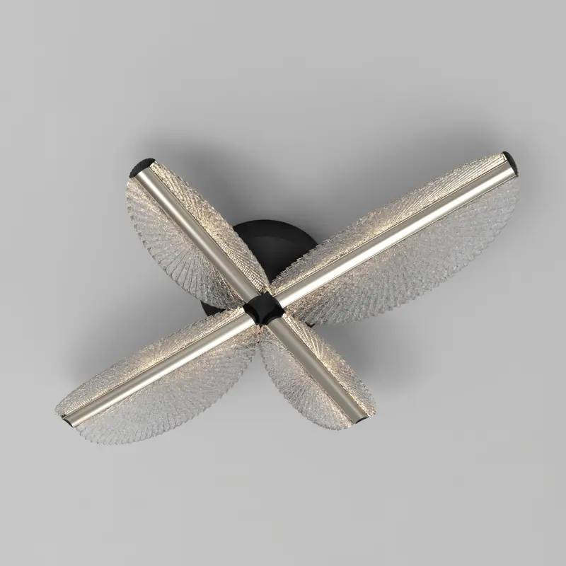 Previzualizare 4: Lustra LED cu Telecomanda TULLIO 43W, 4 Petale, lumina Rece/Calda/Neutra, Dimabila, Negru