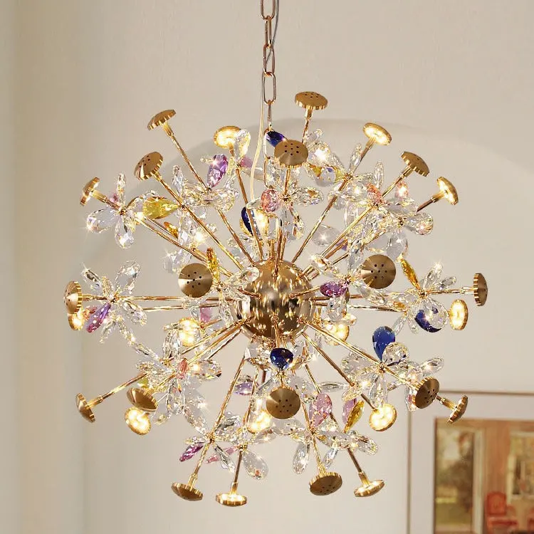 Previzualizare 3: Candelabru Cristal FloraLux, 24xG4, Auriu si Cristale , 52cm, Inaltime Reglabila