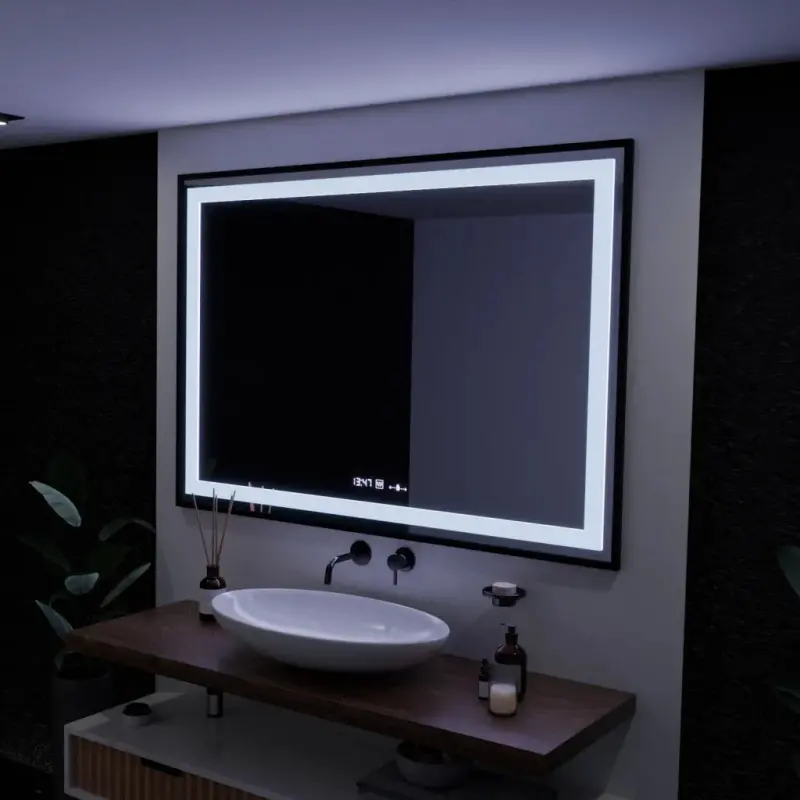 Previzualizare 3: Oglinda LED Rectangulara, 100x65cm, Verite Majeste Noir Motion Glow Marcello, Sistem Dezaburire, Ceas & Termometru, Dimabila