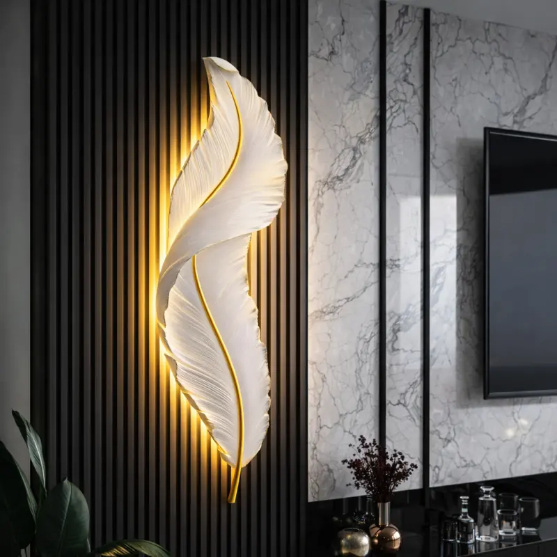 Aplica LED, Pena Decorativa 85CM 31W Lumina Rece/Calda/Neutra Alb Auriu