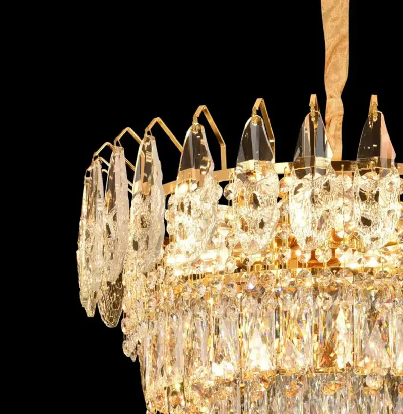 Previzualizare 4: Candelabru Cristal MAJESTIC Eleganza 9x E14, Diametru 50cm, Auriu Lucios, Inaltime Reglabila