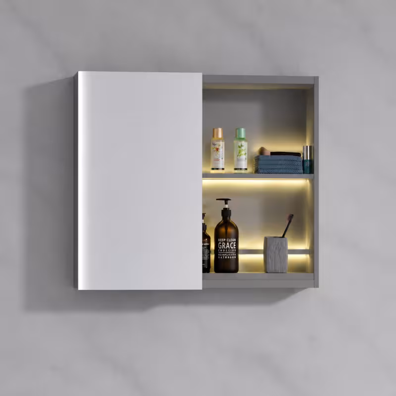 Previzualizare 3: Set Mobilier NOVA pentru Baie, Dulap Lavoar + Dulap Oglinda 60cm, 2 Piese, Gri