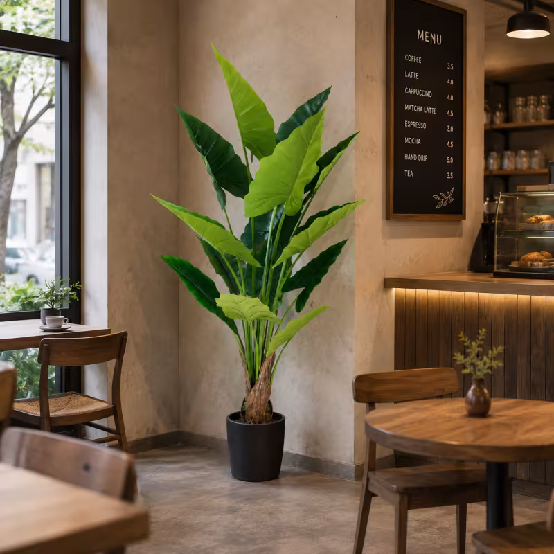 Previzualizare 3: Planta Artificiala Tip Alocasia, 14 frunze, 170 cm, Verde