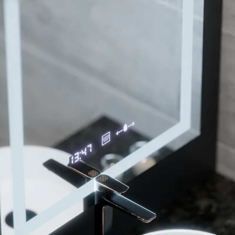 Previzualizare 2: Oglinda LED Rectangulara, 60x80cm, Verite MotionGlow Marcello, Sistem Dezaburire, Ceas & Termometru, Dimabila