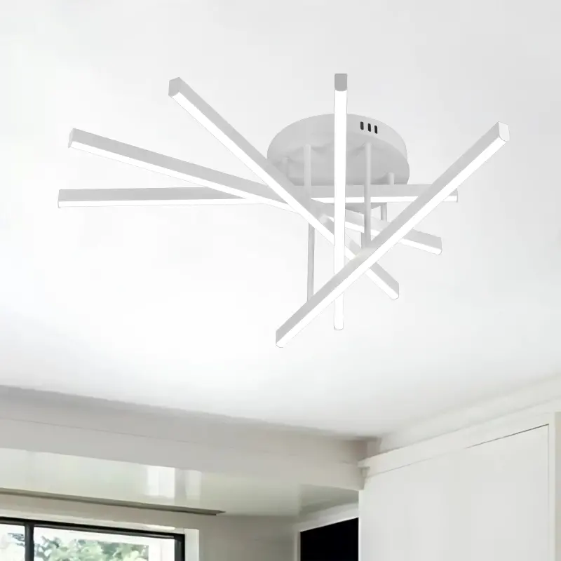 Lustra LED cu Telecomanda GIO, 68W, 5 Elemente, Lumina Rece/Clada/Neutra, Dimabila, Alb