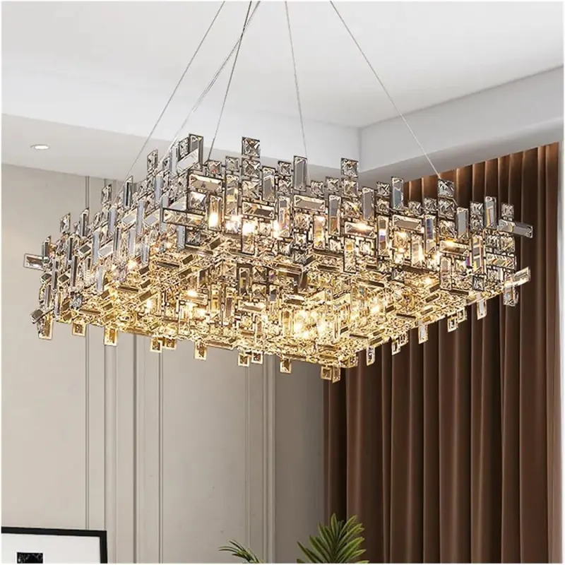 Previzualizare 2: Candelabru Cristal NEXORA Eleganza, 10xE14, Diametru 50cm, Auriu Lucios, Inaltime Reglabila, Design Elegant