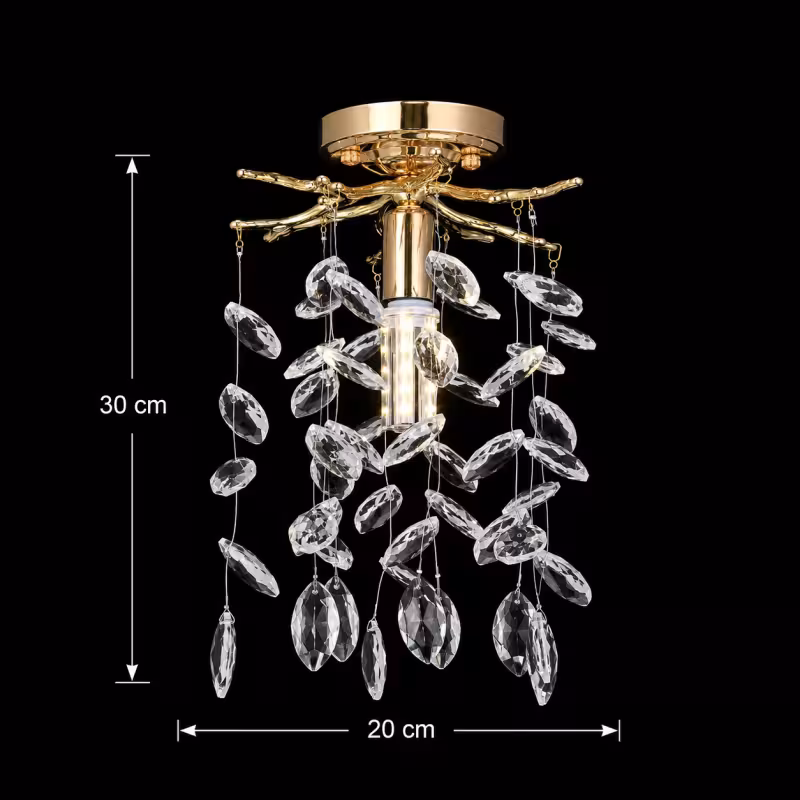 Previzualizare 4: Candelabru Cristal LEAF Petito, Φ20cm, 1xE14, Auriu, Metal si Cristal
