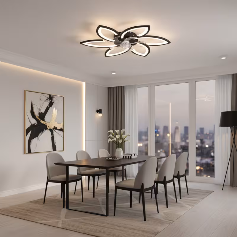 Previzualizare 2: Lustra LED Ventilator ANEMO cu Telecomanda, 36W, D76.5cm, Lumina Rece/Neutra/Calda, Metal si Plastic, Negru