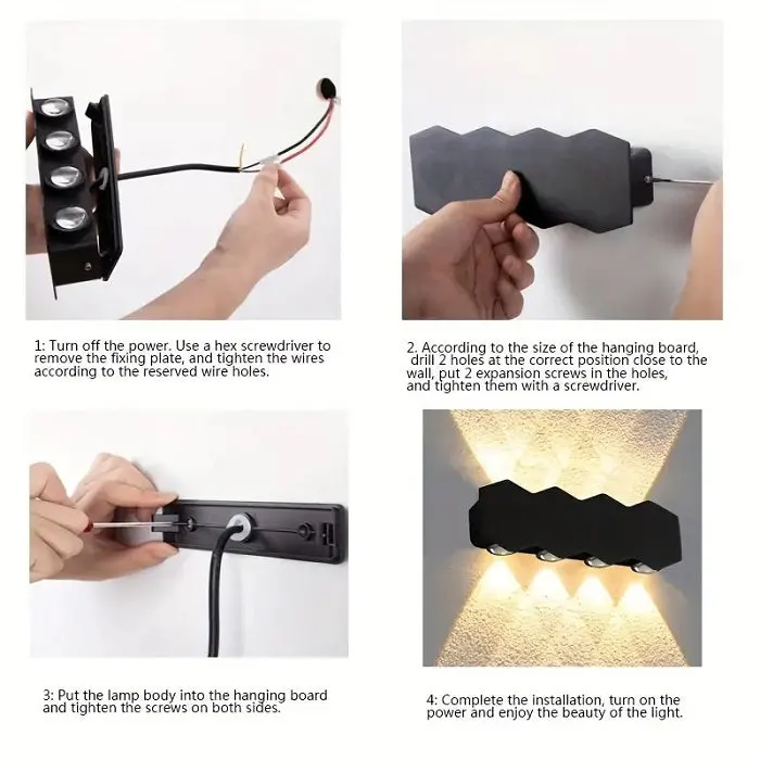 Previzualizare 4: Aplica LED AX231, Exterior si Interior, 8 Surse, 16W, Negru, 3000K