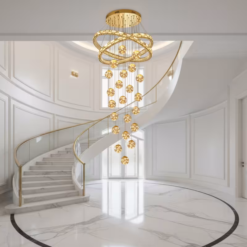 Previzualizare 4: Candelabru Cristal cu Telecomanda DUARA Supremo, 90x300cm, Lumina Calda/Neutra/Rece, Auriu, Metal si Cristal