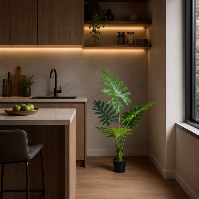Previzualizare 3: Planta Artificiala Tip Filodendron, 6 frunze, 120 cm, Verde