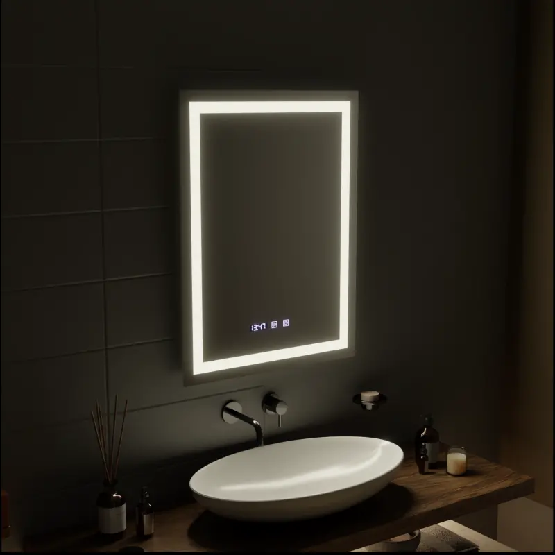 Previzualizare 3: Oglinda LED Touch MODENA Sistem Dezaburire, Ceas si Temperatura 60x80 cm