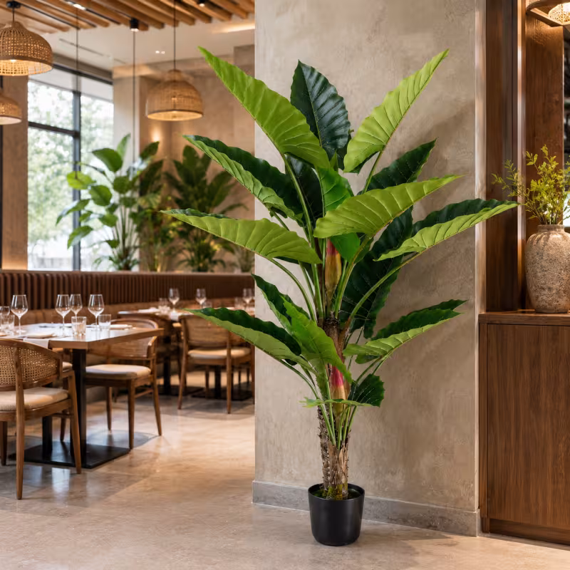 Previzualizare 3: Planta Artificiala Tip Alocasia, 2 tulpini, 190 cm, Verde
