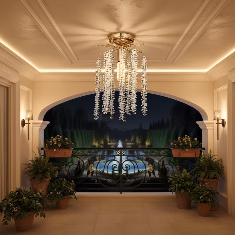 Previzualizare 2: Candelabru Cristal ARBUS Petito, Φ20cm, 1xE14, Auriu, Metal si Cristal
