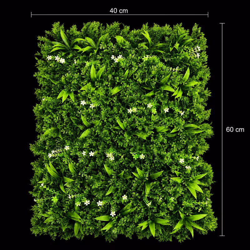 Previzualizare 3: Planta Artificiala Panou de Gard Viu Frunze de Piersic Mix, 40 x 60 cm, Verde