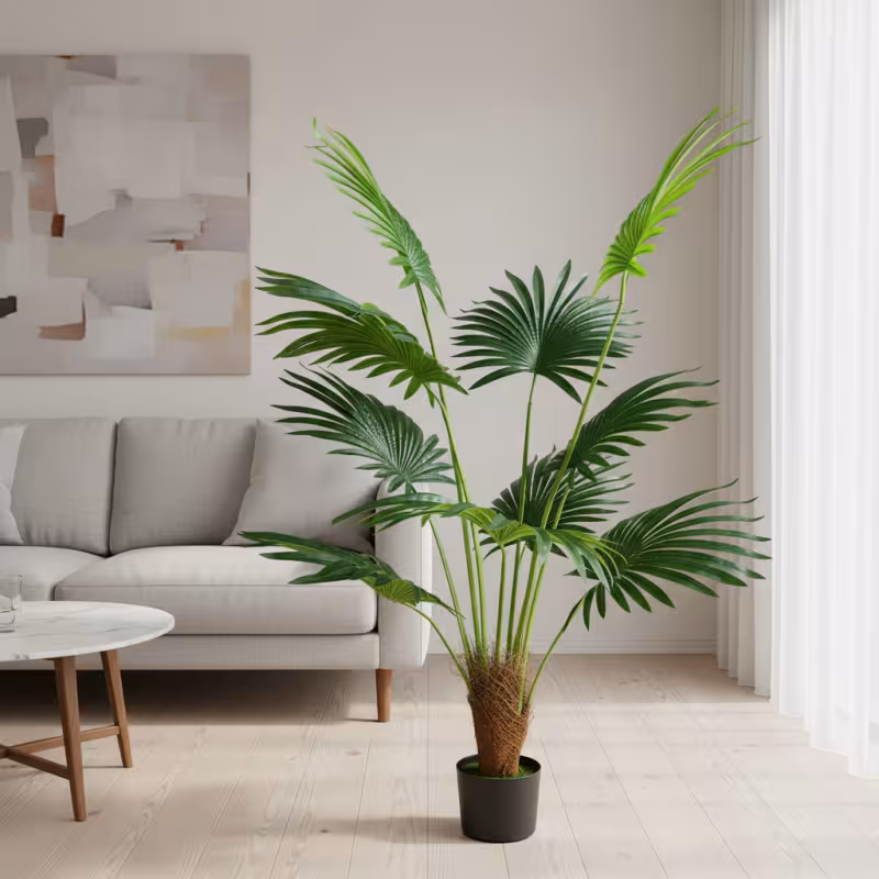 Planta Artificiala Tip Palmier Livistona Evantai, 10 frunze, 160 cm, Verde
