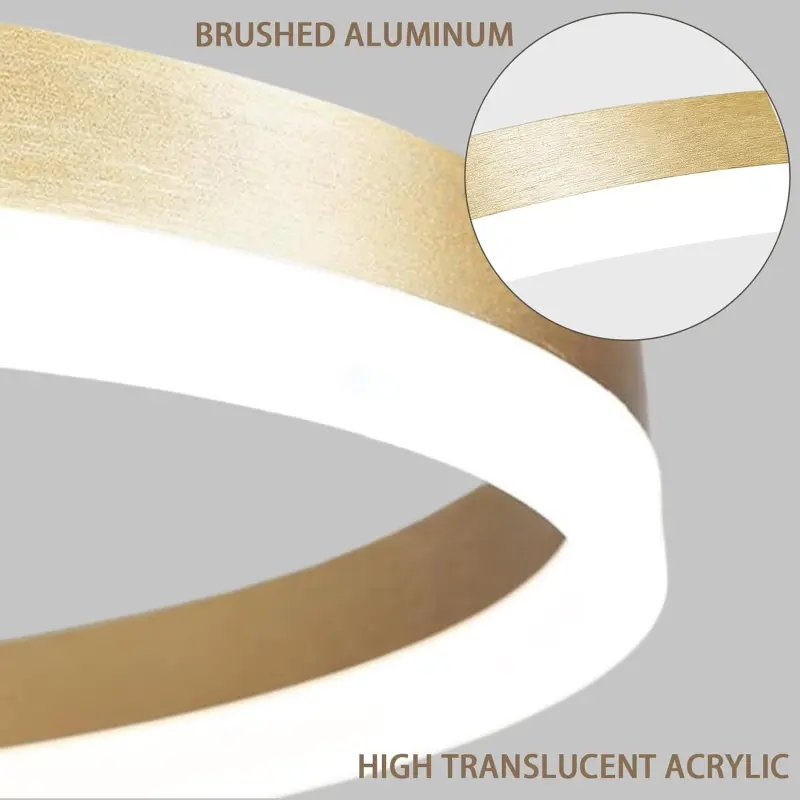 Previzualizare 2: Lustra LED Suspendata, ANINA, 34W, 1 Cerc, Diametru 50cm, Lumina Rece/Calda/Neutra 3000K/4000K/6000K, Dimabila, Auriu Lucios Alb, Inaltime Reglabila, Metal si Acril