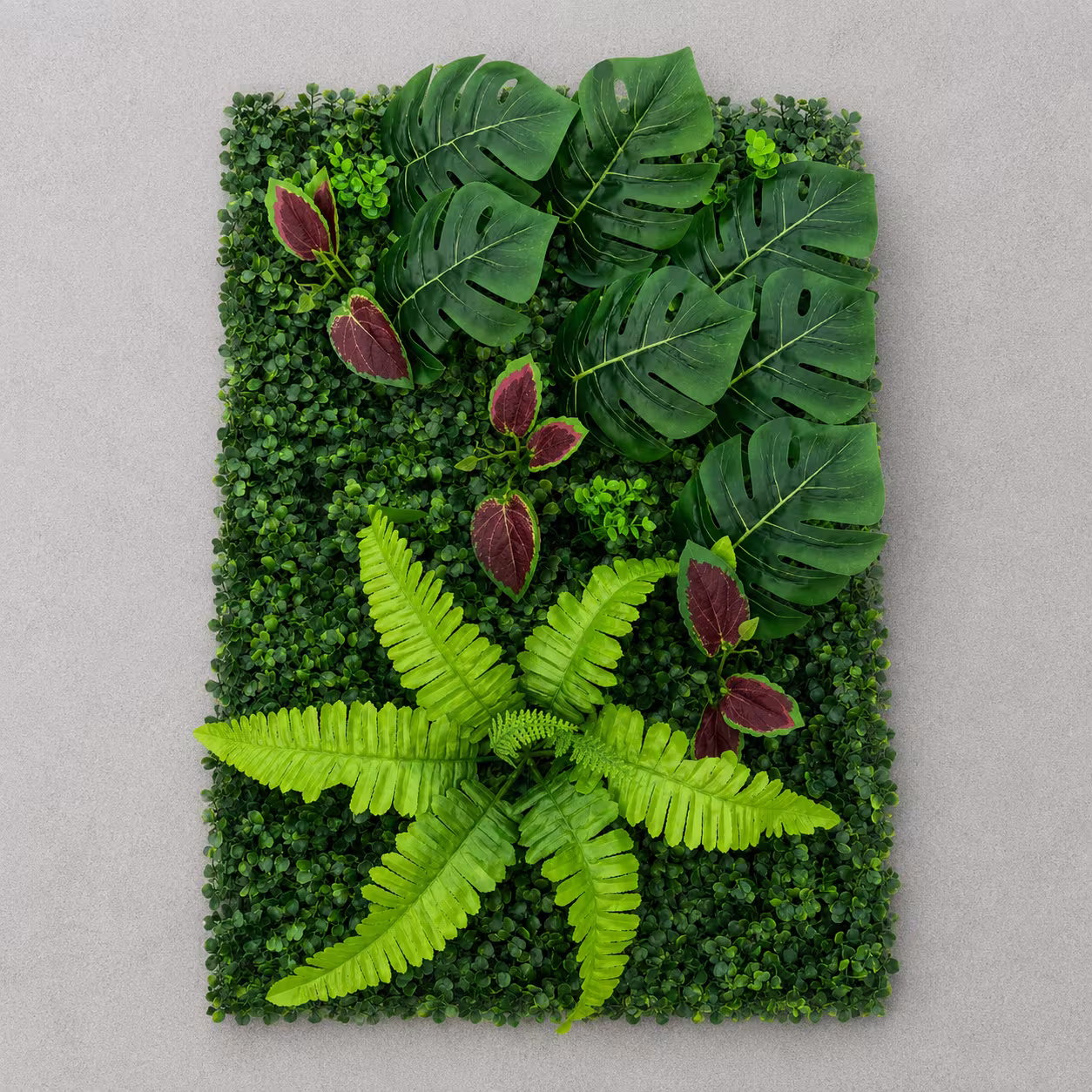 Planta Artificiala Panou de Gard Viu Mix Monstera, 40 x 60 cm, Verde
