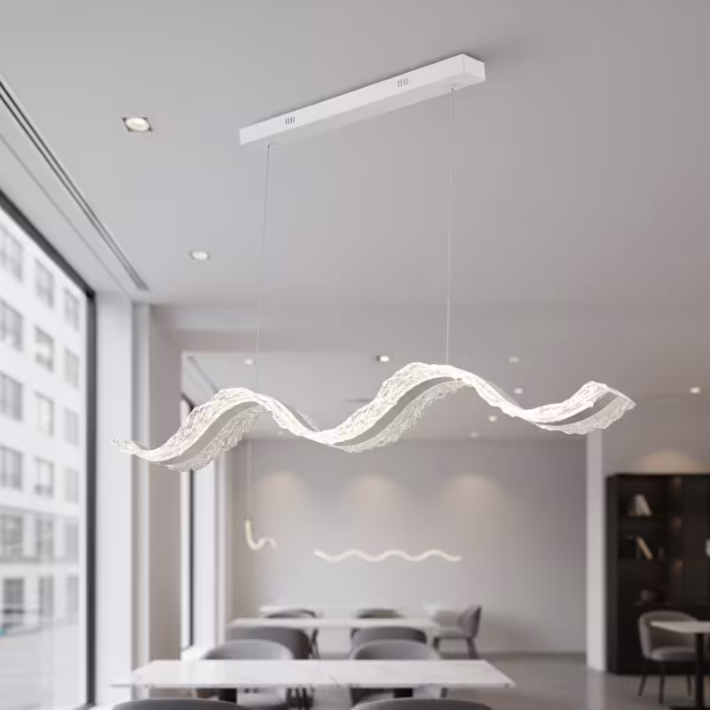 Lustra LED cu Telecomanda, Suspendata AMI 63W, Liniara, Lumina Rece/Calda/Neutra, Alb, Inaltime Reglabila