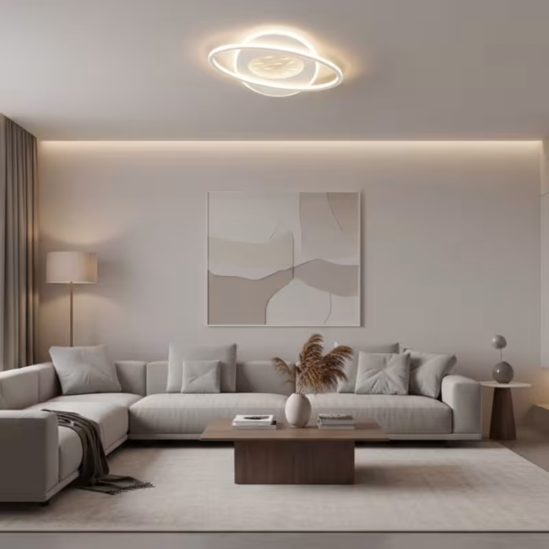 Lustra LED cu telecomanda VOLTA 96W, Ovala, lumina Rece/Calda/Neutra, Dimabila, Alb