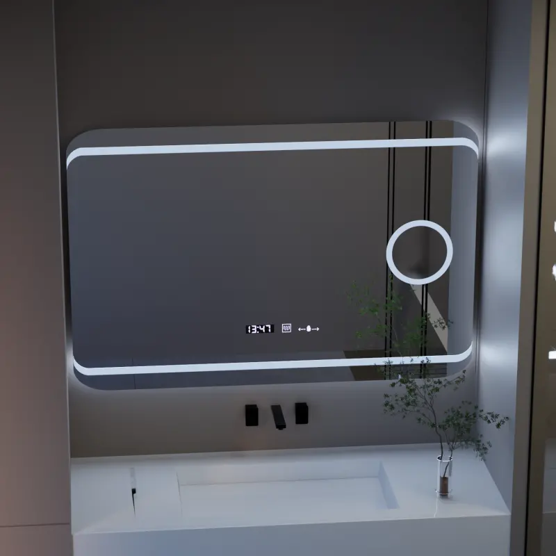 Previzualizare 3: Oglinda LED Rectangulara, 120x80cm, Definition MotionGlow Marcello, Sistem Dezaburire, Ceas & Termometru, Lupa Cosmetica, Dimabila