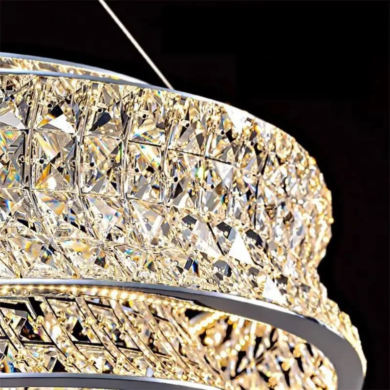 Previzualizare 2: Lustra LED cu Telecomanda,LLC160/500GD, Cristal si Metal, 55W, Dimabila, Inaltime Reglabila, Lumina Rece/Calda/Neutra, Iluminat Luxos