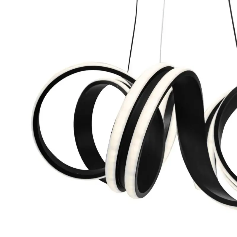 Previzualizare 2: Lustra LED suspendata cu telecomanda INFINITY TWIST 180W, Ondulata, lumina Rece/Calda/Neutra, Dimabila, Negru, Inaltime Reglabila