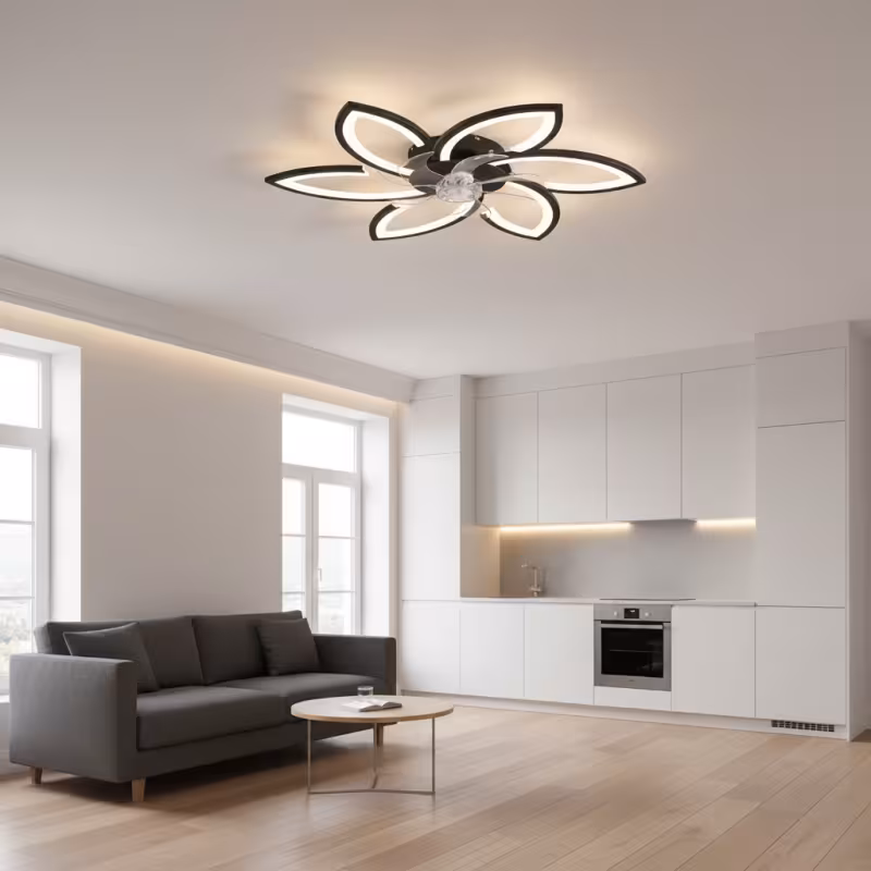 Previzualizare 4: Lustra LED Ventilator ANEMO cu Telecomanda, 36W, D76.5cm, Lumina Rece/Neutra/Calda, Metal si Plastic, Negru