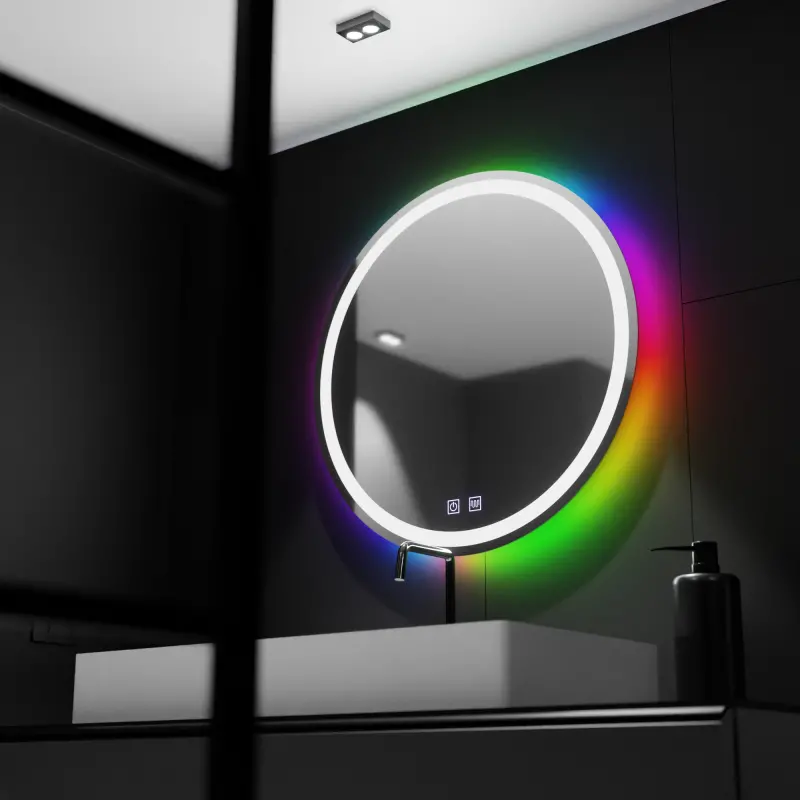 Oglinda LED Rotunda 60cm, Spectrum Touch, RGB, Sistem Dezaburire
