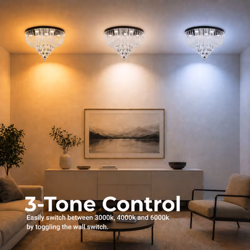 Previzualizare 4: Candelabru LED Cristal MAGE Eleganza, 26W, Lumina Calda/Neutra/Rece, Diametru 50cm, Crom Lucios