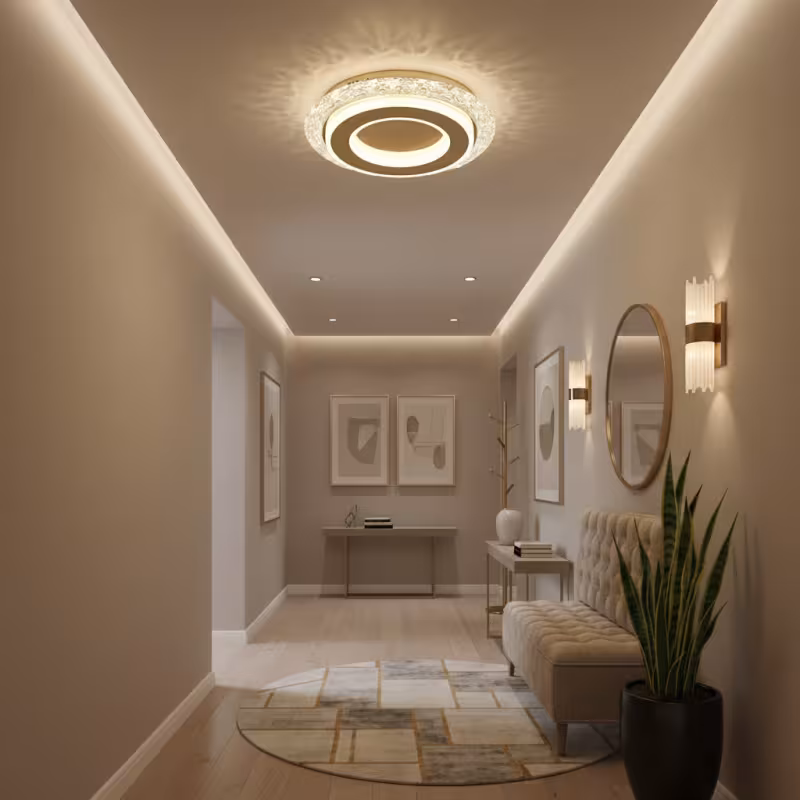 Lustra LED AGOL Petito, 29W, Diametru 20cm, Lumina Calda/Neutra/Rece, Auriu, Metal si Acril