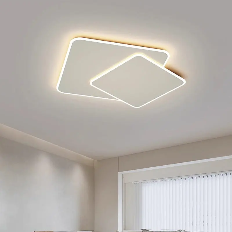 Lustra LED cu telecomanda FUTURA LUMINA 66W, 2 Patrate, lumina Rece/Calda/Neutra, Dimabila, Alb